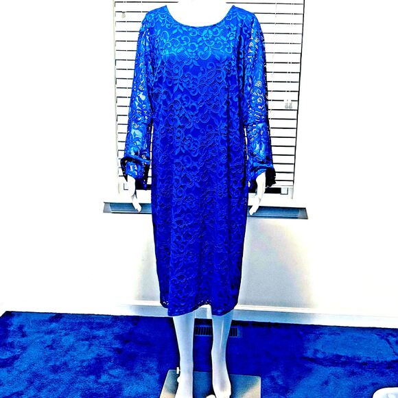 Alfani Woman, Sz 18W, Blue Formal Dress, Sheath Style, Lined, New without Tags! - Picture 2 of 12